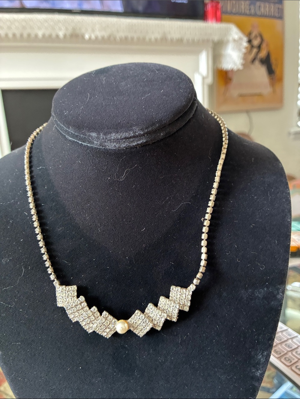 Sparkling Gold-Tone Crystal Geometric Necklace - Brand Unspecified